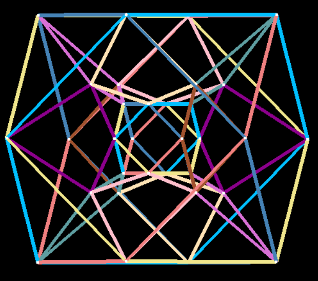 3D projection of the 4D polychoron Rectified tesseract 